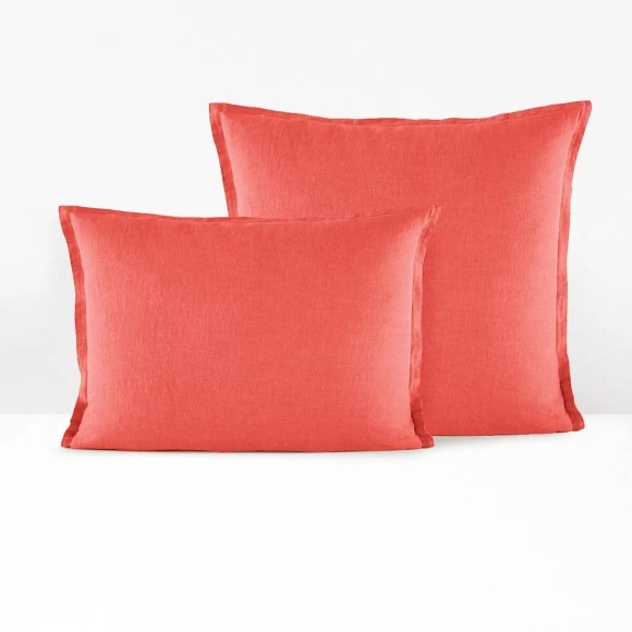 La Redoute Intérieurs - Kissen- und Nackenrollenbezug Linot aus vorgewaschenem Leinen, 80X80CM, Rot