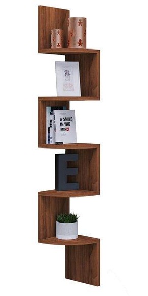 MID.YOU Eckregal in 19,6/123,6/19,6 cm nussbaumfarben , Mintis , Holzwerkstoff , 19.6x123.6x19.6 cm , melaminharzbeschichtet,Nachbildung , 000657018403