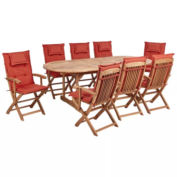 Beliani - Gartentisch Set aus Akazienholz Rustikal MAUI II, One Size, Light Beige
