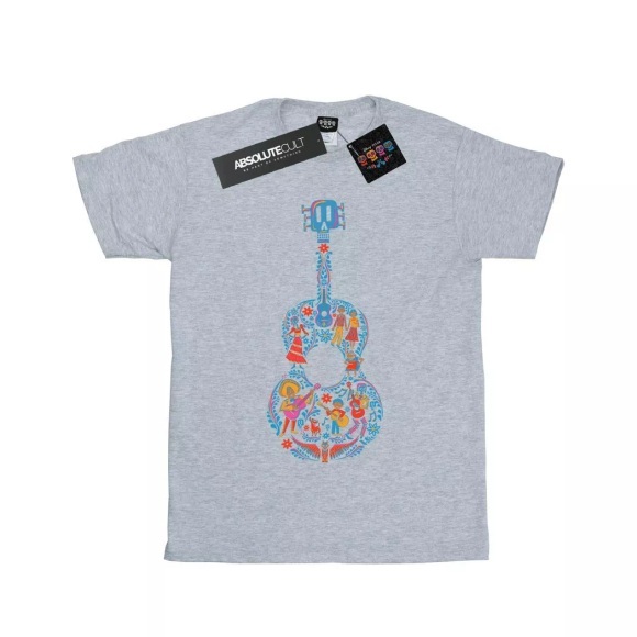 Coco Guitar Pattern Tshirt Damen Grau S