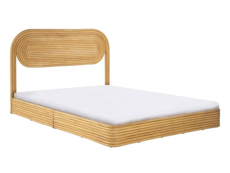 Bett - 140 x 190 cm - Rattan - Holzfarben - FARENI Bett - 140 x 190 cm - Rattan - Holzfarben - FARENI
