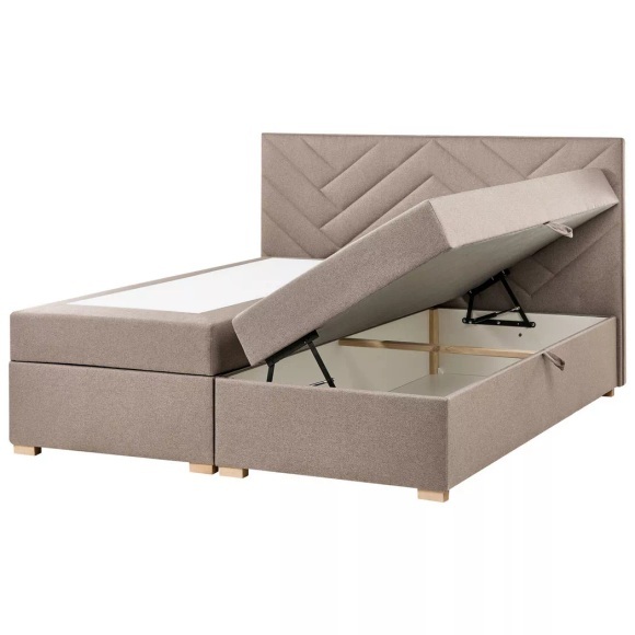 Beliani - Boxspringbett mit Stauraum aus Stoff Modern ESQUIRE, 180x200 cm, Taupe