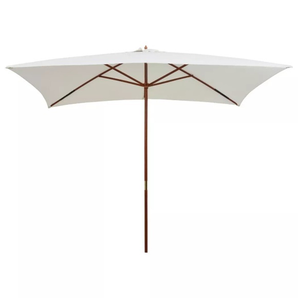 vidaXL Sonnenschirm 200×300 cm Holzstange Cremeweiß