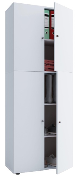 MID.YOU Aktenschrank in weiß 70/182/37 cm , 'Lona' _ Weiss , Holzwerkstoff , 4 Fächer , 70x182x37 cm , melaminharzbeschichtet,melaminharzbeschichtet,Nachbildung,Nachbildung , 000657007616