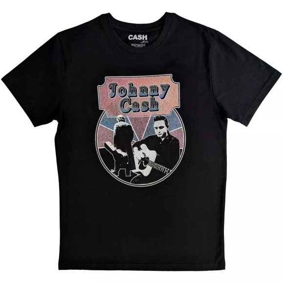 Walking Guitar & Front On Tshirt Damen Schwarz L
