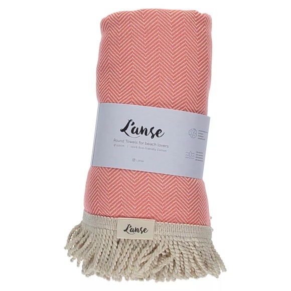 L'Anse - Badetuch Herringbone, One Size, Korall