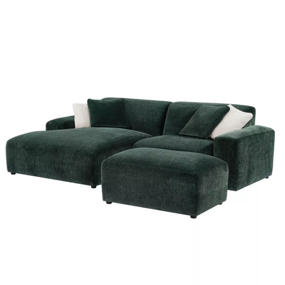 Ecksofa & Hocker - Ecke links - Cord - Tannengrün - TIRONO von Ecksofa & Hocker - Ecke links - Cord - Tannengrün - TIRONO von Maison Céphy
