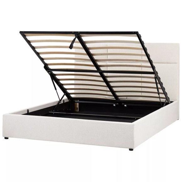 Beliani - Bett mit Stauraum aus Stoff LAGORD, 160X200CM, Schneeweiss