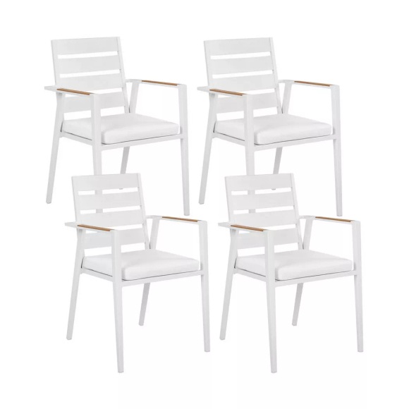 Beliani - Set mit 4 Stühlen und Sitzkissen aus Aluminium Modern TAVIANO, One Size, Weiss Bunt