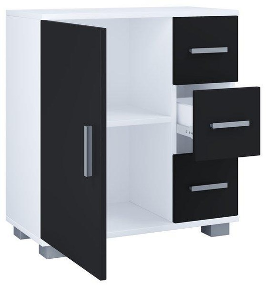 MID.YOU Waschbeckenunterschrank 60/65/30,4 cm , Zalo Xl , Schwarz, Weiss , Kunststoff , 1 Fächer , 60x65x30.4 cm , melaminharzbeschichtet,melaminharzbeschichtet,Nachbildung,Nachbildung , 000657021208