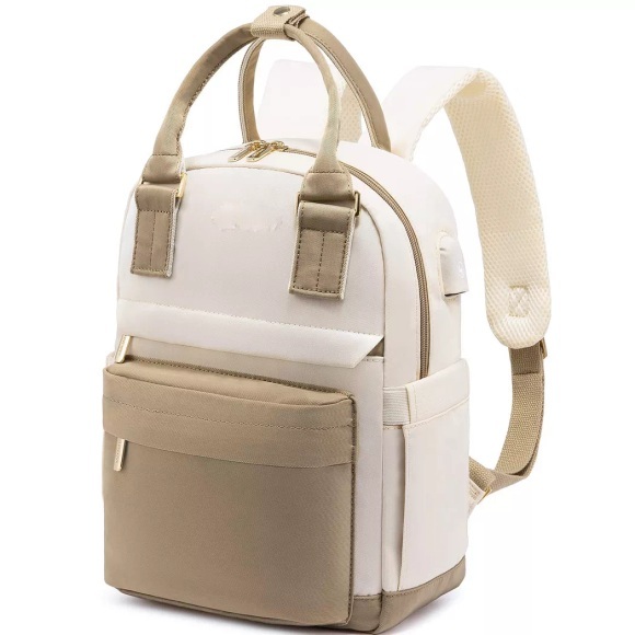Only-bags.store - Eleganter Rucksack, wasserdichter Stadtrucksack Handtasche 2 in 1 mit USB-Ladeanschluss, für Damen, Beige, One Size