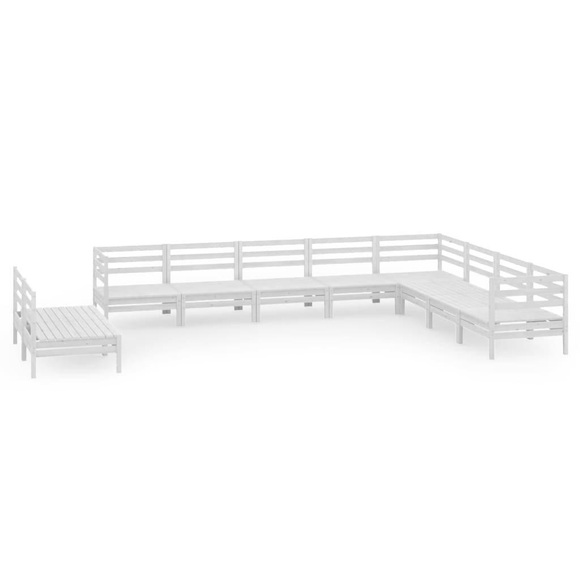 vidaXL 10-tlg. Garten-Lounge-Set Massivholz Kiefer Weiß