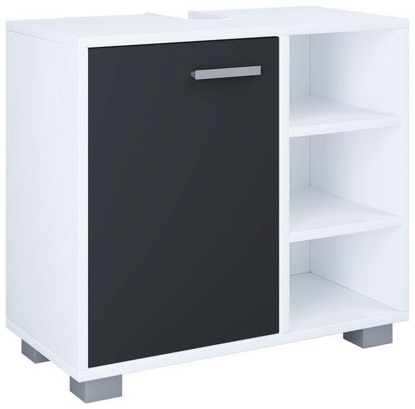 MID.YOU Waschbeckenunterschrank 60/54,8/30 cm , Zalo L , Schwarz, Weiss , Kunststoff , 2 Fächer , 60x54.8x30 cm , melaminharzbeschichtet,Nachbildung , 000657021204