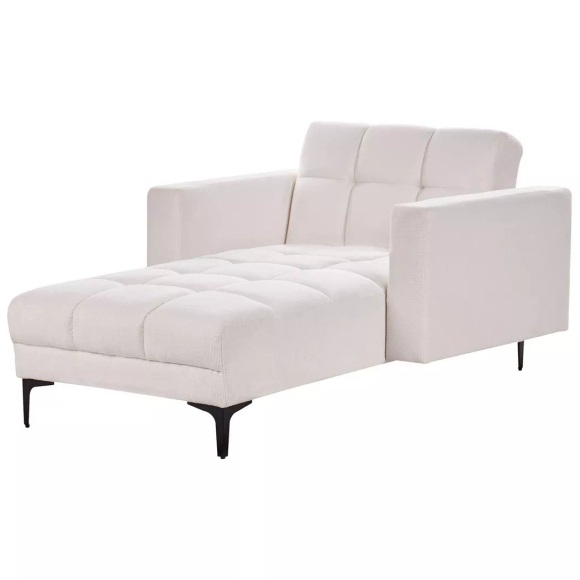Beliani - Chaiselongue aus Polyester Minimalistisch ALNES, One Size, Schneeweiss
