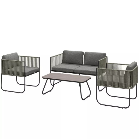 Northio - Gartenmöbel Set aus Polyrattan Lounge-Set mit Sofa Sessel Tisch Kissen wetterfest Sitzgruppe für 4 Personen Balkonmöbel Set Gartenlounge Terrassenmöbel für Garten Balkon Braun+Dunkelgrau |, One Size