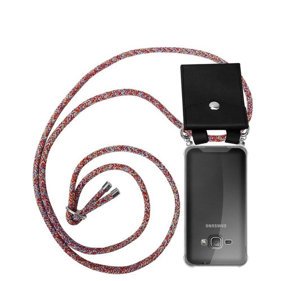 Handy Kette für Samsung Galaxy J1 2016 Silikon mit Silbernen Ringen