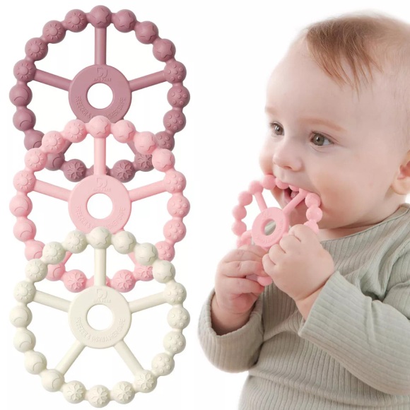 Activity-board - Beißring Baby, 3er-Pack Baby Spielzeug Kühlung, Silikon Greifring, One Size, Multicolor