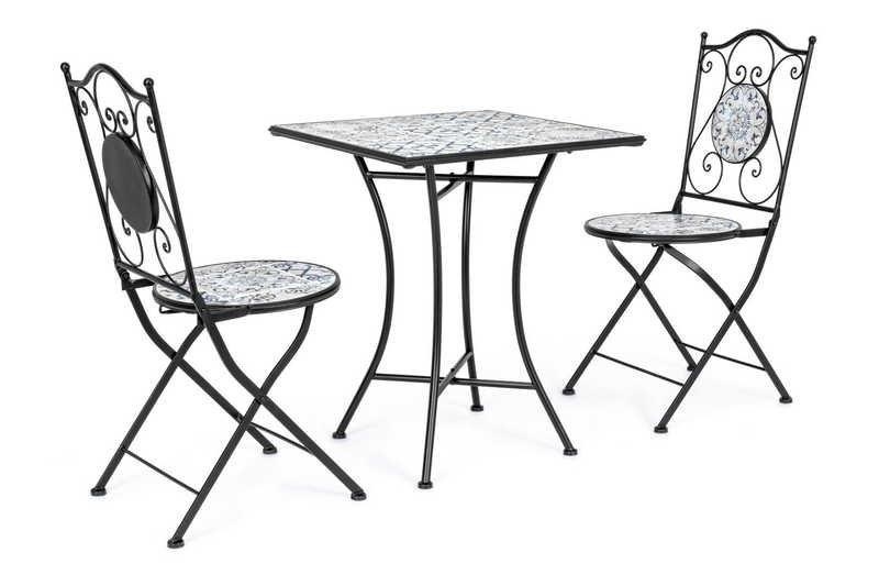 Gartentisch (3er-Set) Erice 2 Klappstühle schwarz