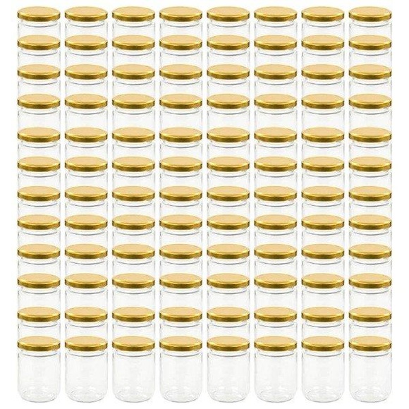 vidaXL Marmeladengläser mit Goldenem Deckel 96 Stk. 230 ml