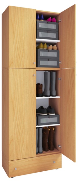 MID.YOU Schuhschrank , Lona Xxl , Weiss, Buchefarben , Holzwerkstoff , 3 Fächer , 1 Schubladen , 70x200x39 cm , melaminharzbeschichtet,Nachbildung , 000657007644