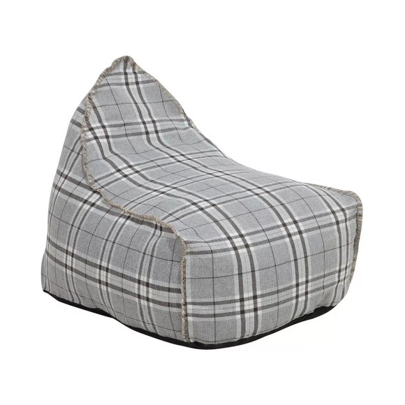 Beliani Sitzsack grau kariert DROP LINEN