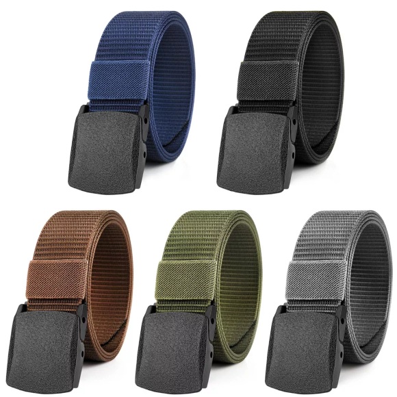 Only-bags.store - 5-teiliger Arbeitsgürtel, Unisex-Gürtel, verstellbarer Nylongürtel aus Segeltuch, ohne Metallschnalle, für Damen, Multicolor, One Size