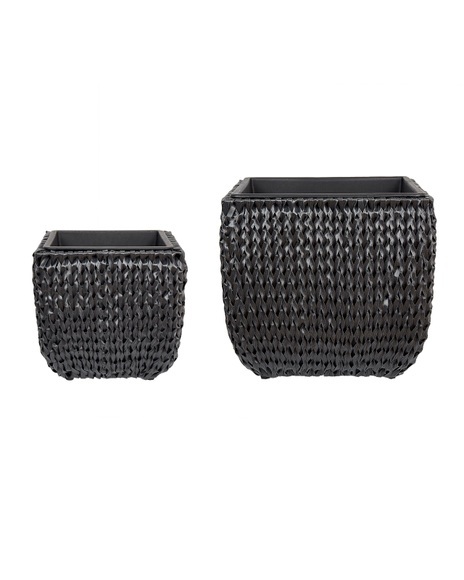 Set Mit 2 Blumentöpfen Aus Pe Rattan Rustikal Berberis Unisex Charcoal Black ONE SIZE