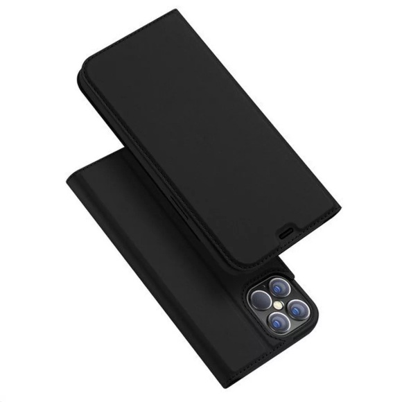 Dux Ducis - iPhone 12 Pro Max Flip Wallet Cover Leder Tasche - Schwarz