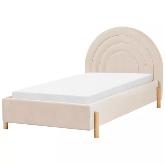 Bett mit Lattenrost aus Samtstoff Retro ANET Bett mit Lattenrost aus Samtstoff Retro ANET