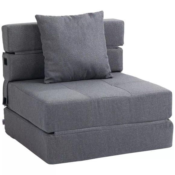 Northio - Schlafsessel Klappbar, Schlafsofa, 2-In-1 Klappsessel Mit Bettfunktion, Relaxsessel Mit Kissen, Gästebett, Bis 100 Kg Belastbar, Dunkelgrau, 172 x 87 cm