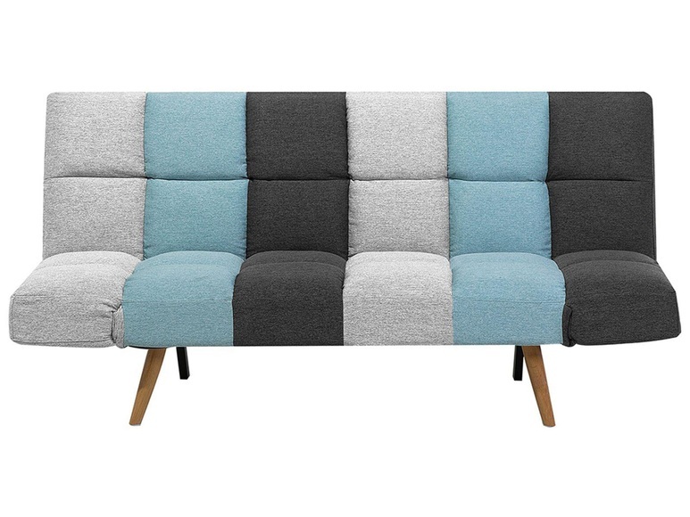 Beliani Schlafsofa Polsterbezug grau/blau Patchwork INGARO