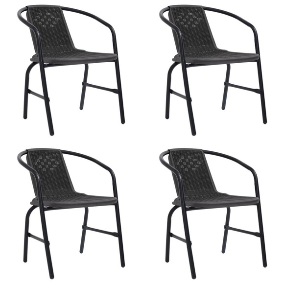 vidaXL Gartenstühle 4 Stk. Rattan-Optik Kunststoff und Stahl 110 kg