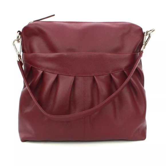 Handtasche Leona, Gerafft, Leder Damen Rot Bunt ONE SIZE