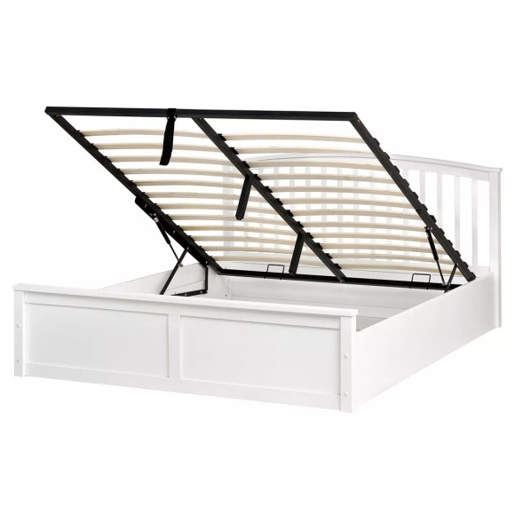 Beliani - Bett mit Stauraum aus Kiefernholz CLARBEC, 160X200CM, Weiss Bunt