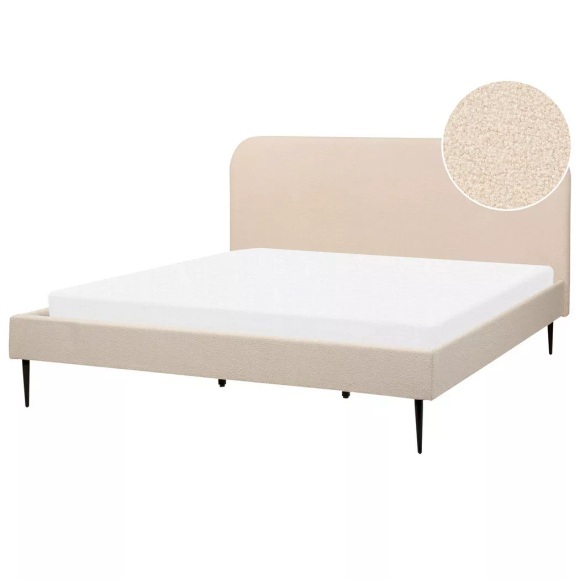 Bett mit Lattenrost aus Bouclé Skandinavisch FLAYAT Bett mit Lattenrost aus Bouclé Skandinavisch FLAYAT