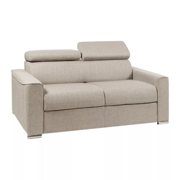 LINEA SOFA - Schlafsofa 2-Sitzer - Liegefläche: 120 cm - Matratzenhöhe: 22 cm mit Memory Schaum - Stoff - Beige - VIZIR, One Size