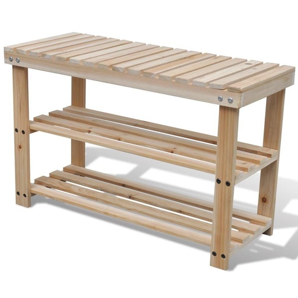 2-in-1 Holz Schuhregal Schuhablage mit Bank
