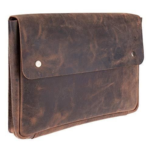 Laptoptasche Laptop Hülle - Geräumiges Handgefertigtes Design ohne Gurt - Rustikales Finish