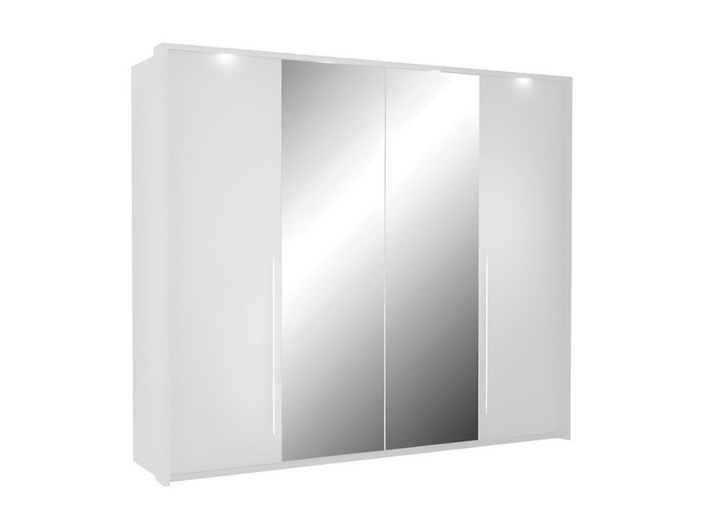 Kleiderschrank mit Spiegel & LEDs - B. 255 cm - Weiß - INGINA Kleiderschrank mit Spiegel & LEDs - B. 255 cm - Weiß - INGINA