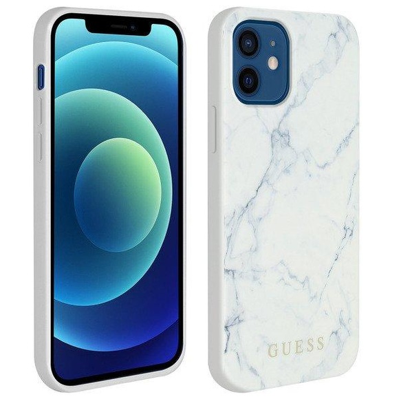 Guess - iPhone 12 Mini Hardcase Hülle Marble (GUHCP12SPCUMAWH) - Weiss