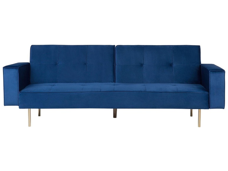Beliani Schlafsofa Samtstoff marineblau VISNES