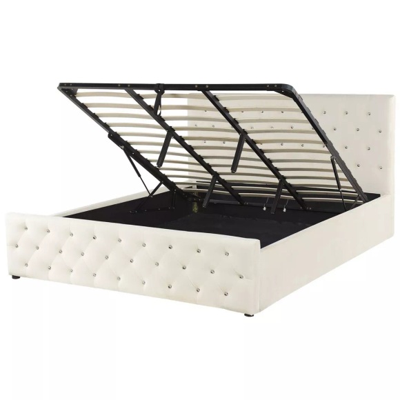 Bett mit Lattenrost aus Samtstoff Glamourös AMIENS Bett mit Lattenrost aus Samtstoff Glamourös AMIENS