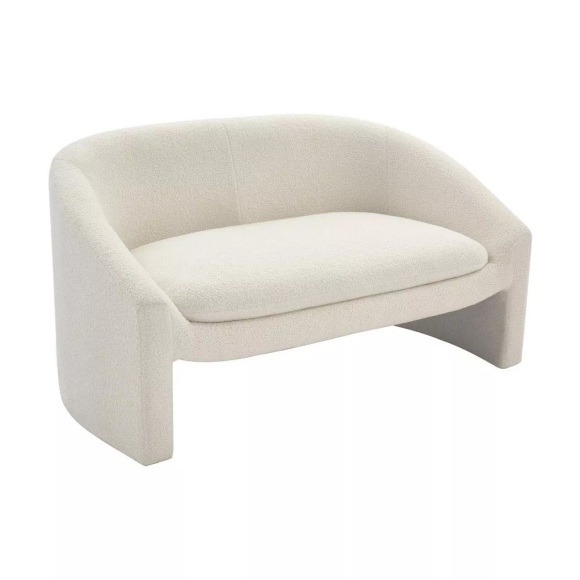 Vente-unique - Sofa 2-Sitzer - Bouclé-Stoff - Weiß - OSSANA, One Size, Weiss