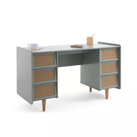 La Redoute Intérieurs - Schreibtisch Taga mit 6 Schubladen, One Size, Grün