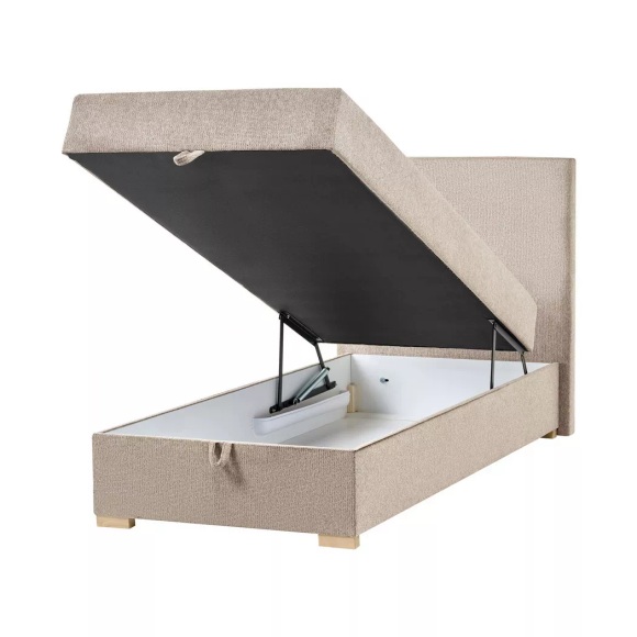 Beliani - Boxspringbett mit Stauraum aus Stoff MAJOR, 90x200 cm, Taupe