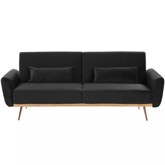 Beliani 3-Sitzer Sofa Samtstoff schwarz EINA
