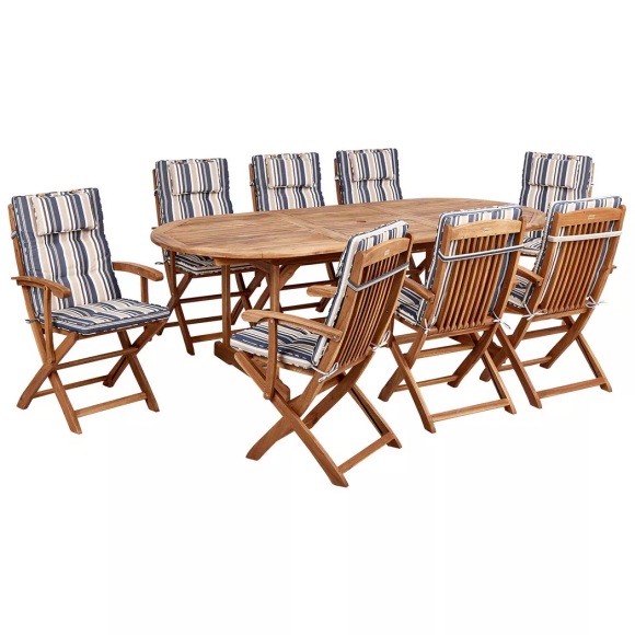 Beliani - Gartentisch Set aus Akazienholz Rustikal MAUI II, One Size, Nachtblau