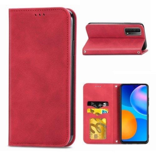 Huawei P smart 2021 - Vintage Stand Flip Case Hülle rot