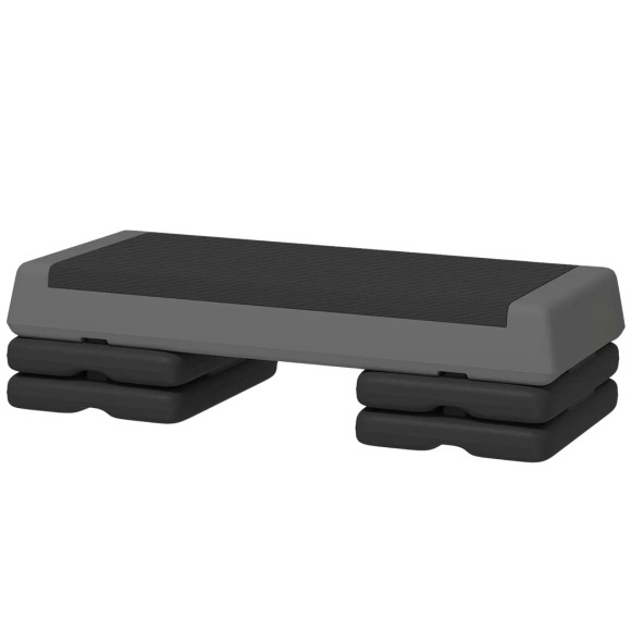 Northio - Aerobic-Stepper, 10,5/15,5/20,5cm Höhenverstellbare Steppbrett, rutschfest, für Zuhause, Fitnessstudio, Büro, Kunststoff, Grau, 76 CM