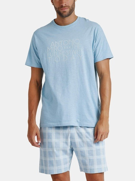 Pyjama Shorts T-shirt Today Antonio Miro Herren Blau L